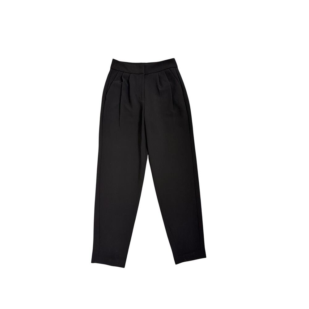 Express Ankle High Ride Tapered Front Pleat Black Preppy Trouser Pants Size 00